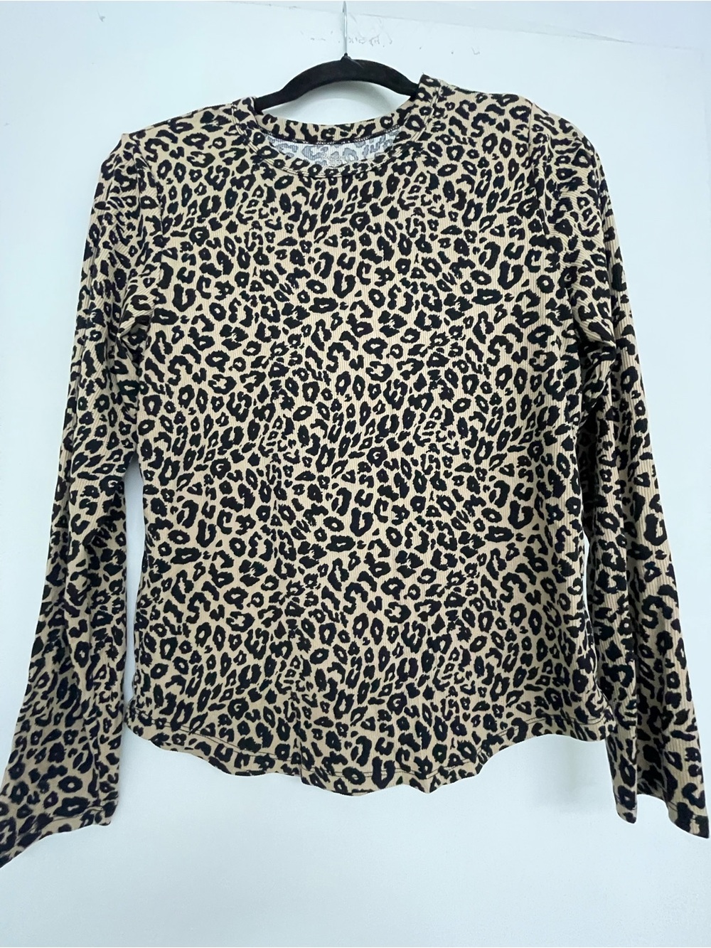 No Boundaries Leopard Print Long Sleeve Top - Tan and Black